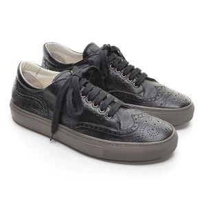 Rocco P. Black Leather Lace Low Top Wingtip Sneakers 41